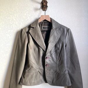 Tahari Taupe Leather Jacket